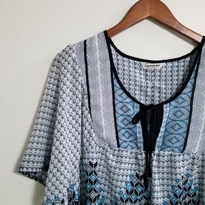 Tantrums Black & Blue Abstract Print Blouse Large